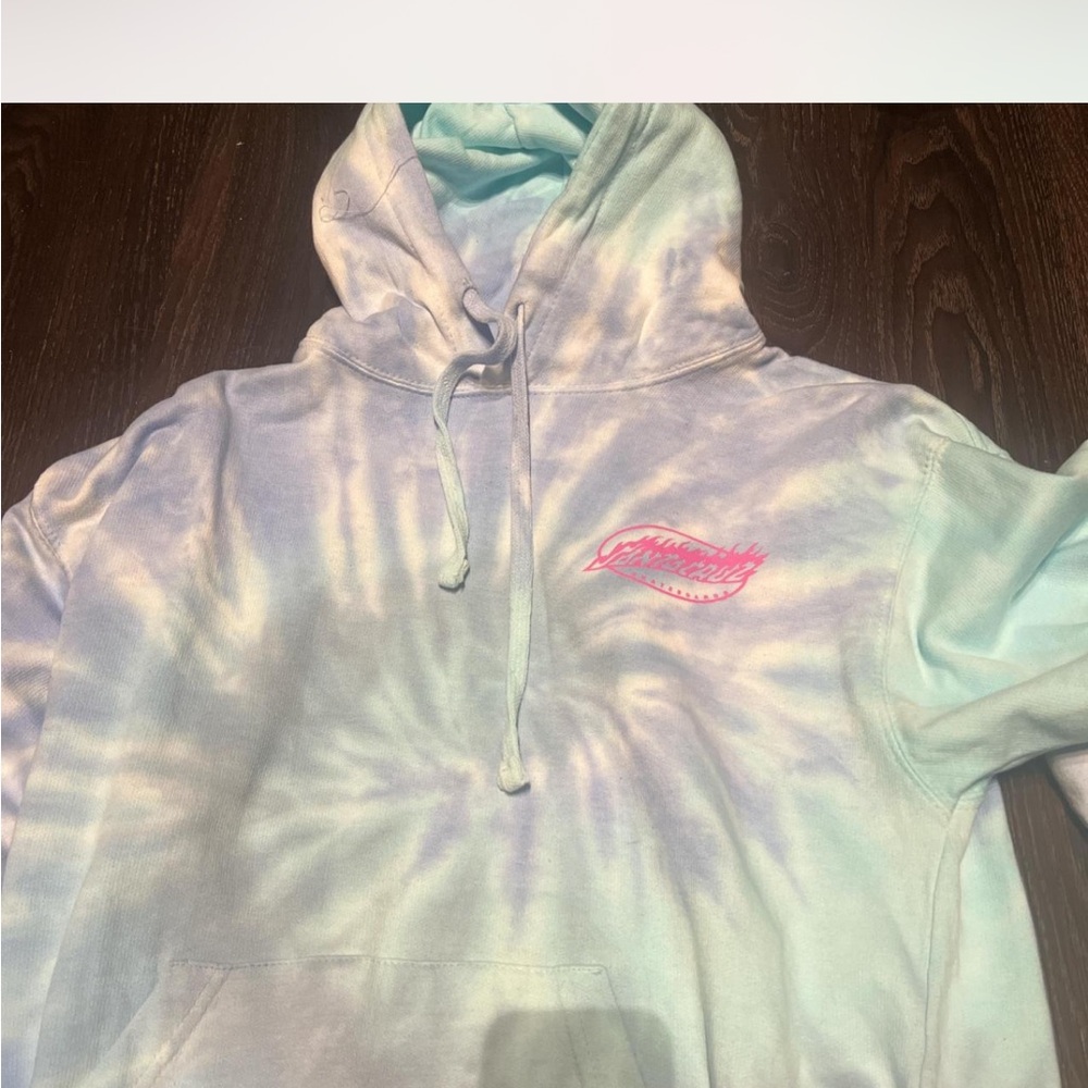 Santa Cruz Tie-Dye Hoodie with Pink Logo